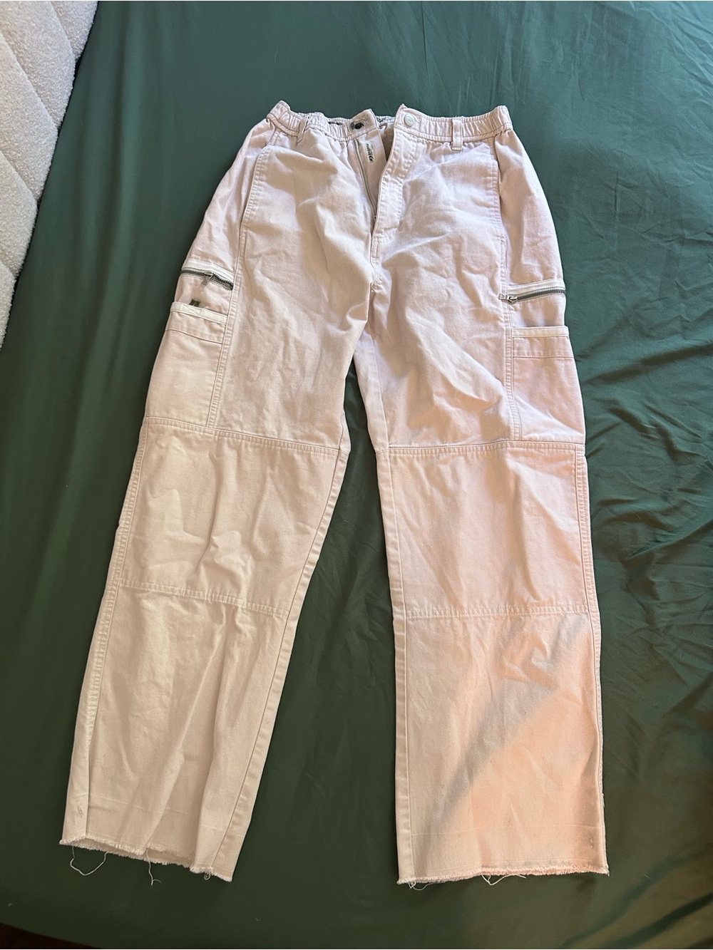 Cream Cargo Pants - Utility Pockets